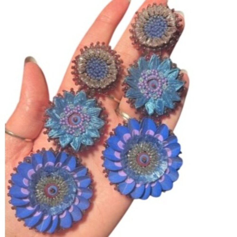 Mignonne Gavigan Molly Rhinestone Waterfall Earrings Blues Purples Neutrals - Picture 5 of 7